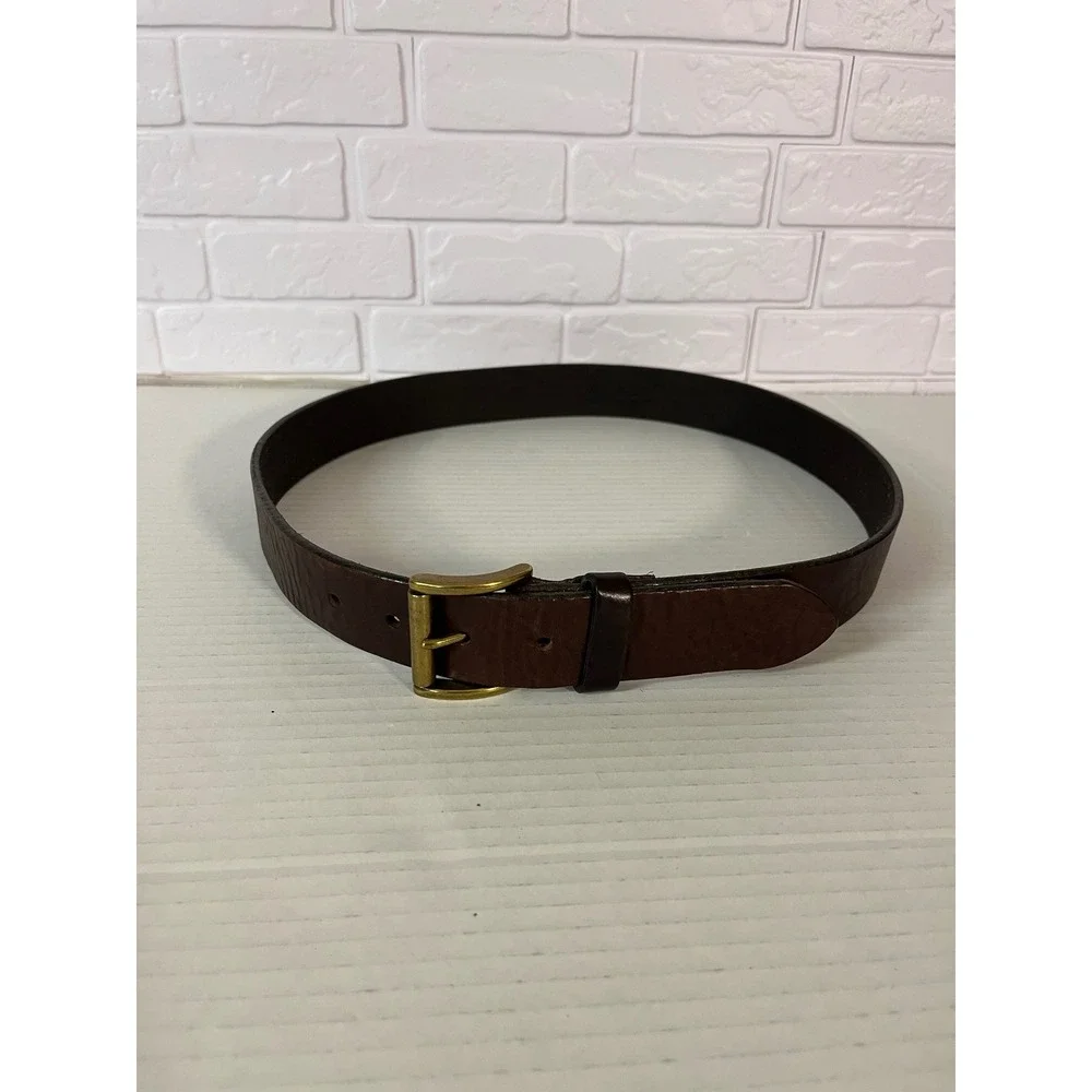Eddie Bauer‎ Leather Belt Mens 32 Brown Brass Buckle Casual Accessory